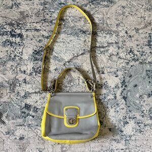 COACH Legacy Willis Gray/Yellow Archival Crossbody Bag Purse Turn Lock